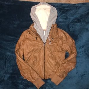 Leather and Cloth Biker Jacket